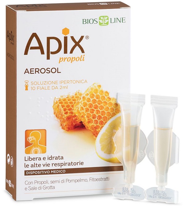 APIX PROPOLI AEROSOL 10 FIALE MONODOSE X 2 ML BIOSLINE - Farmacia Nuova Dr.ssa Gabriella Catellani