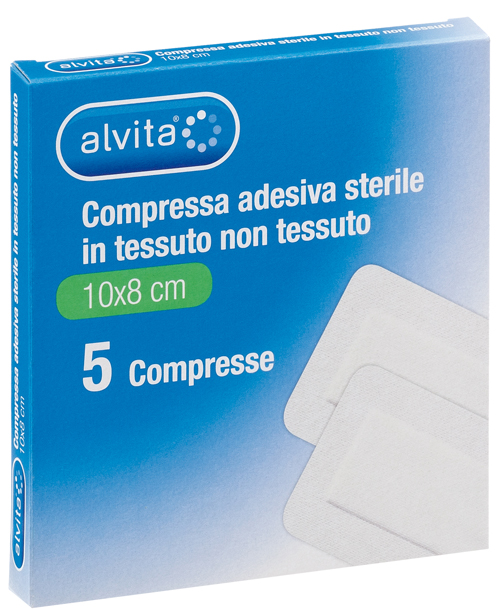 ALVITA GARZA COMPRESSA AUTOADESIVA IN TNT 10X8CM 5 PEZZI - Farmacia Nuova Dr.ssa Gabriella Catellani