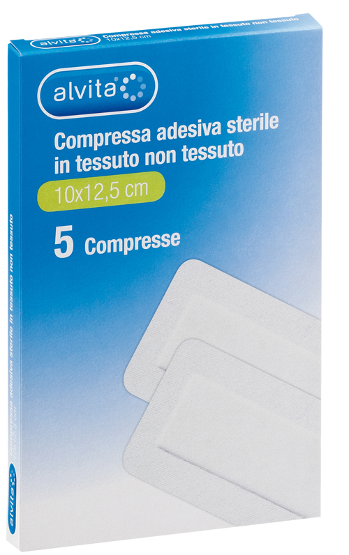 ALVITA GARZA COMPRESSA AUTOADESIVA IN TNT 10X12,5CM 5 PEZZI - Farmacia Nuova Dr.ssa Gabriella Catellani