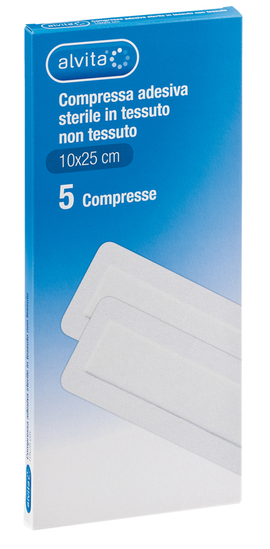 ALVITA GARZA COMPRESSA AUTOADESIVA IN TNT 10X25CM 5 PEZZI - Farmacia Nuova Dr.ssa Gabriella Catellani