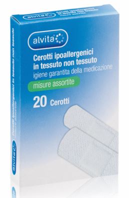 ALVITA CEROTTO IN TESSUTO NON TESSUTO ESTENSIBILE BIANCO CON TAMPONE ANTISETTICO ASSORTITO 20 PEZZI - Farmacia Nuova Dr.ssa Gabriella Catellani