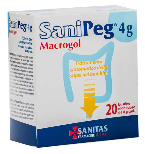 SANIPEG MACROGOL POLVERE PER SOLUZIONE ORALE 20 BUSTINE DA 4 G - Farmacia Nuova Dr.ssa Gabriella Catellani