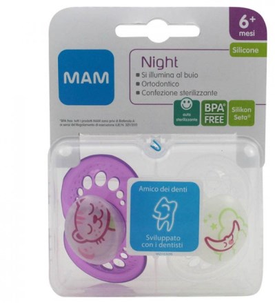 MAM NIGHT SUCCHIETTO 6+ SILICONE CONFEZIONE DOPPIA - Farmacia Nuova Dr.ssa Gabriella Catellani