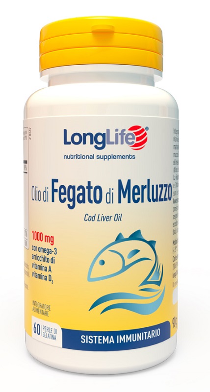 LONGLIFE OLIO FEGATO MERLUZZO 1000 MG 60 PERLE IN GELATINA - Farmacia Nuova Dr.ssa Gabriella Catellani