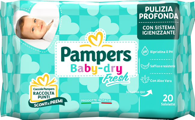 SALVIETTINE UMIDIFICATE PAMPERS BABY FRESH 30% + CONSISTENTE 20 PEZZI - Farmacia Nuova Dr.ssa Gabriella Catellani