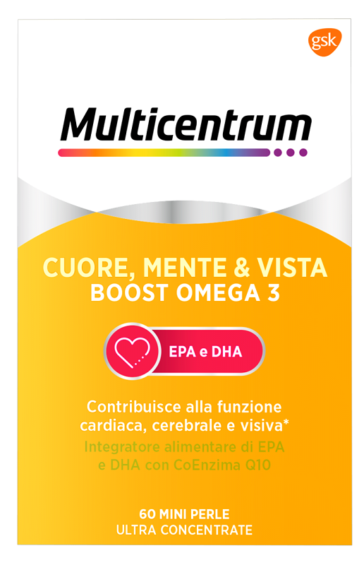 MULTICENTRUM CUORE MENTE E VISTA BOOST OMEGA 3 60 MINI PERLE - Farmacia Nuova Dr.ssa Gabriella Catellani