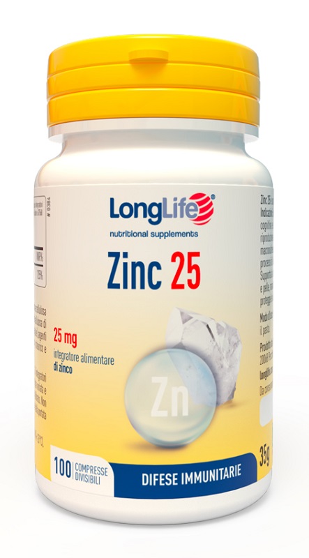 LONGLIFE ZINC 25 MG 100 COMPRESSE DIVISIBILI - Farmacia Nuova Dr.ssa Gabriella Catellani