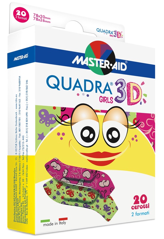 CEROTTO MASTER-AID QUADRA 3D GIRLS 20 PEZZI ASSORTITI - Farmacia Nuova Dr.ssa Gabriella Catellani