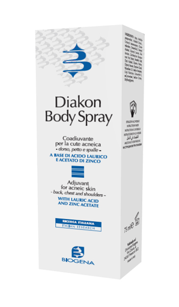 DIAKON BODY SPRAY COADIUVANTE CUTE ACNEICA DORSO PETTO E SPALLE 75 ML - Farmacia Nuova Dr.ssa Gabriella Catellani