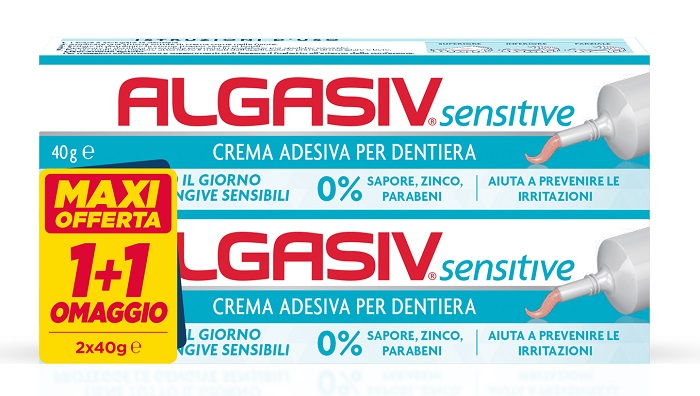 ALGASIV CREMA ADESIVA DENTIERE CONFEZIONE IN ABBINAMENTO 40 G+ 40 G - Farmacia Nuova Dr.ssa Gabriella Catellani