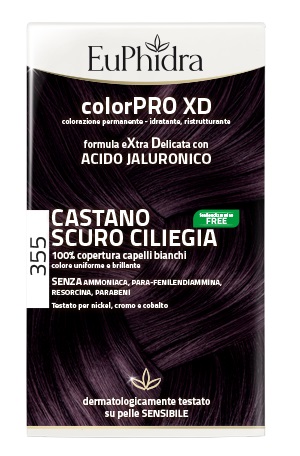 EUPHIDRA COLORPRO XD 355 CASTANO SCURO CILIEGIA GEL COLORANTE CAPELLI IN FLACONE + ATTIVANTE + BALSAMO + GUANTI - Farmacia Nuova Dr.ssa Gabriella Catellani