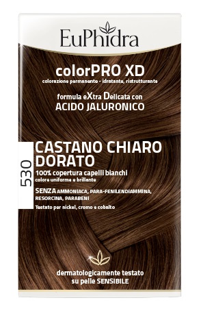 EUPHIDRA COLORPRO XD 530 CASTANO CHIARO DORATO GEL COLORANTE CAPELLI IN FLACONE + ATTIVANTE + BALSAMO + GUANTI - Farmacia Nuova Dr.ssa Gabriella Catellani