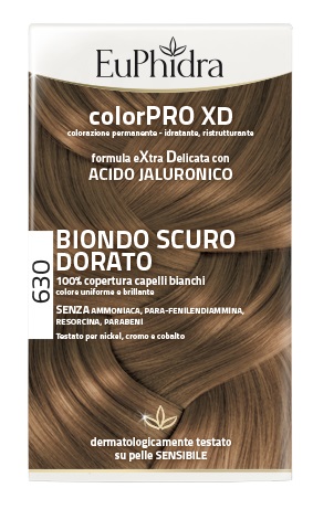 EUPHIDRA COLORPRO XD 630 BIONDO SCURO DORATO GEL COLORANTE CAPELLI IN FLACONE + ATTIVANTE + BALSAMO + GUANTI - Farmacia Nuova Dr.ssa Gabriella Catellani