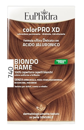EUPHIDRA COLORPRO XD 740 BIONDO RAME GEL COLORANTE CAPELLI IN FLACONE + ATTIVANTE + BALSAMO + GUANTI - Farmacia Nuova Dr.ssa Gabriella Catellani
