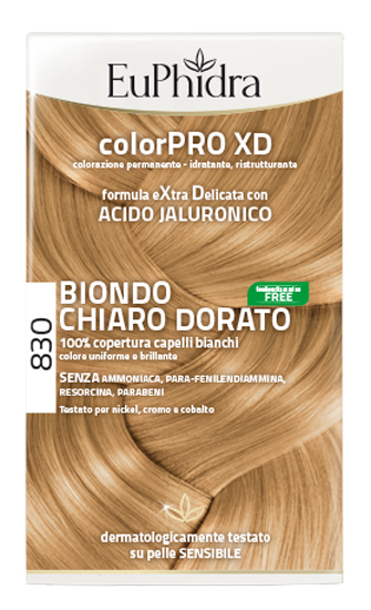 EUPHIDRA COLORPRO XD 830 BIONDO CHIARO DORATO GEL COLORANTE CAPELLI IN FLACONE + ATTIVANTE + BALSAMO + GUANTI - Farmacia Nuova Dr.ssa Gabriella Catellani