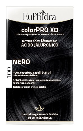 EUPHIDRA COLORPRO XD 100 NERO GEL COLORANTE CAPELLI IN FLACONE + ATTIVANTE + BALSAMO + GUANTI - Farmacia Nuova Dr.ssa Gabriella Catellani