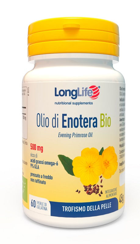 LONGLIFE OLIO ENOTERA BIO 500 MG 60 PERLE IN GELATINA - Farmacia Nuova Dr.ssa Gabriella Catellani