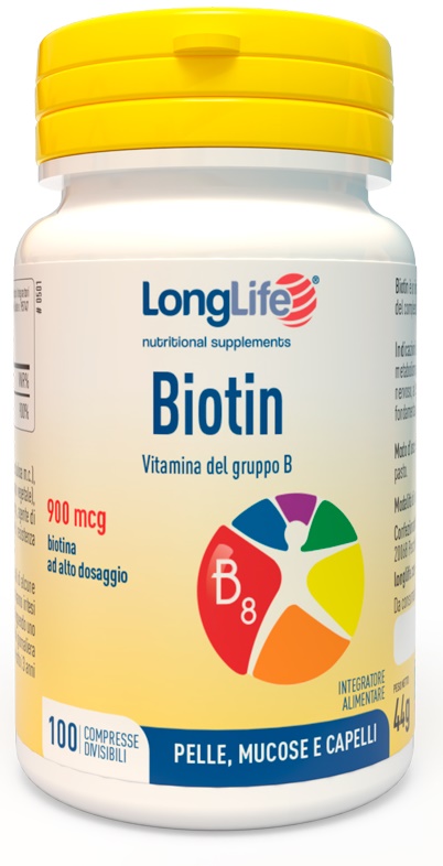 LONGLIFE BIOTIN 900 MCG 100 COMPRESSE - Farmacia Nuova Dr.ssa Gabriella Catellani