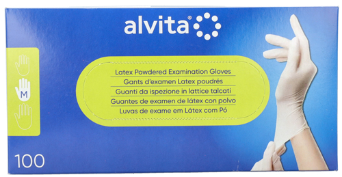 GUANTI DA ISPEZIONE ALVITA IN LATTICE TALCATI M 100 PEZZI - Farmacia Nuova Dr.ssa Gabriella Catellani