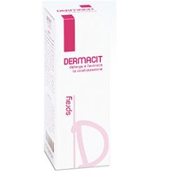 DERMACIT SPRAY FLACONE CILINDRICO IN PE BIANCO CON TASTO EROGATORE SPRAY IN PP BIANCO E CAPPUCCIO SALVATASTO TRASPARENTE,DISPOSITIVO MEDICO 1 PZ - Farmacia Nuova Dr.ssa Gabriella Catellani