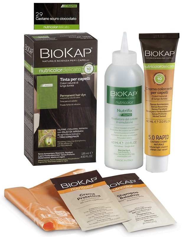 BIOS LINE  BIOKAP NUTRICOLOR DELICATO RAPID TINTA 2,9 CASTANO SCURO CIOCCOLATO 135 ML - Farmacia Nuova Dr.ssa Gabriella Catellani