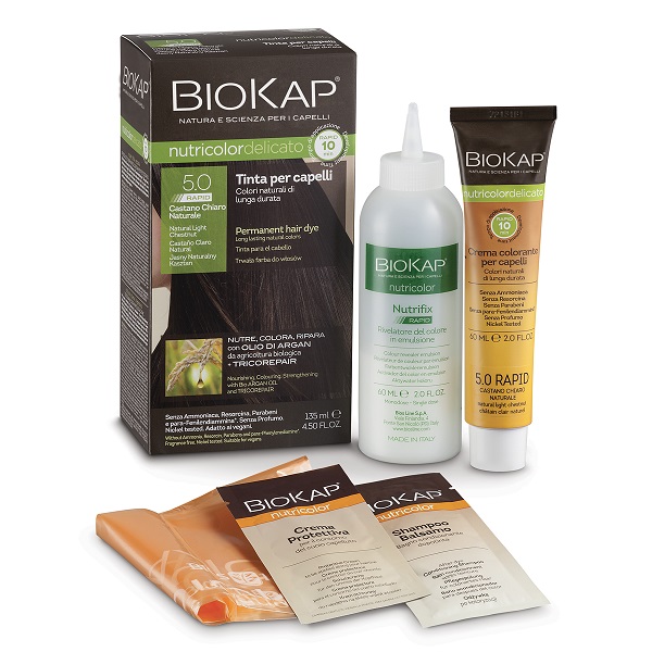 BIOS LINE  BIOKAP NUTRICOLOR DELICATO RAPID TINTA 5,0 CASTANO CHIARO NATURALE 135 ML - Farmacia Nuova Dr.ssa Gabriella Catellani