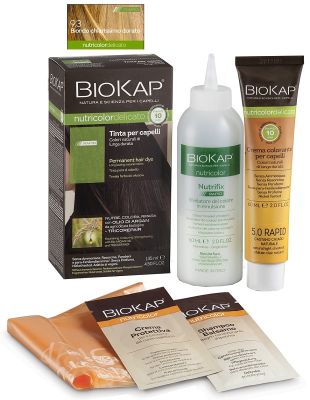 BIOS LINE  BIOKAP NUTRICOLOR DELICATO RAPID TINTA 9,3 BIONDO CHIARISSMO DORATO 135 ML - Farmacia Nuova Dr.ssa Gabriella Catellani
