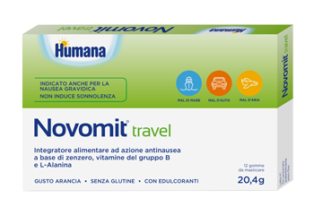 NOVOMIT TRAVEL 12 GOMME DA MASTICARE GUSTO ARANCIA - Farmacia Nuova Dr.ssa Gabriella Catellani