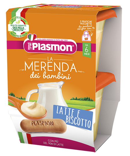 PLASMON LA MERENDA DEI BAMBINI MERENDE LATTE BISCOTTO ASETTICO 2 X 120 G - Farmacia Nuova Dr.ssa Gabriella Catellani
