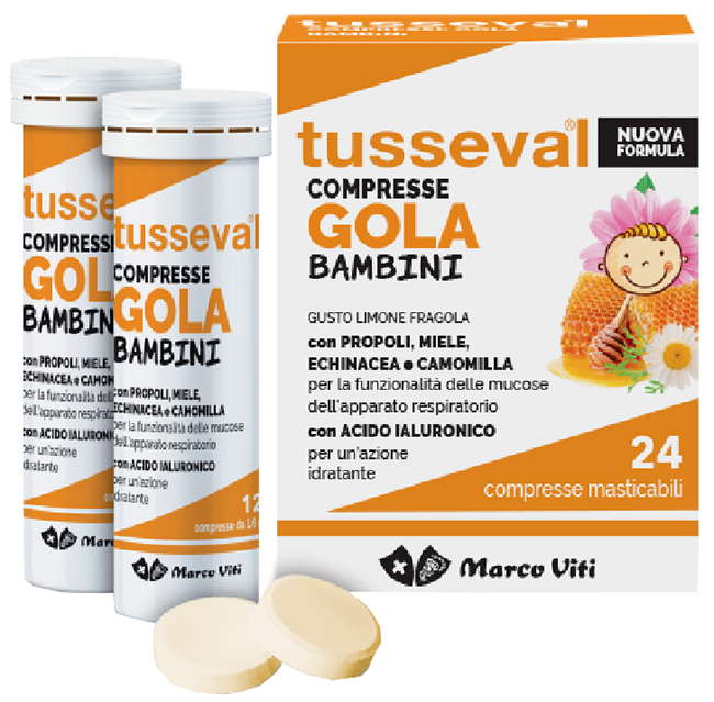 TUSSEVAL GOLA BAMBINI 24 COMPRESSE - Farmacia Nuova Dr.ssa Gabriella Catellani