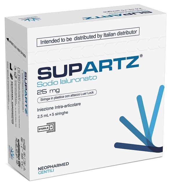SIRINGA PRERIEMPITA INTRA-ARTICOLARE SUPARTZ ACIDO IALURONICO 25 MG 2,5 ML 5 PEZZI - Farmacia Nuova Dr.ssa Gabriella Catellani