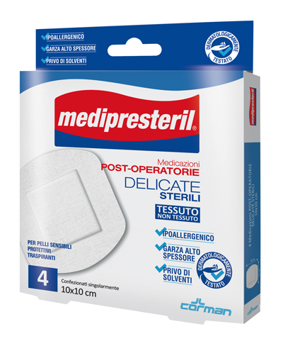 MEDICAZIONE POST OPERATORIA MEDIPRESTERIL DELICATA TNT 10X10CM 5 PEZZI - Farmacia Nuova Dr.ssa Gabriella Catellani