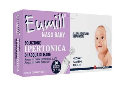 EUMILL NASO BABY SOLUZIONE IPERTONICA 20 CONTENITORI MONODOSE 5 ML - Farmacia Nuova Dr.ssa Gabriella Catellani
