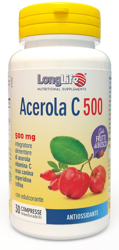 LONGLIFE ACEROLA C500 FRUTTI DI BOSCO 30 COMPRESSE MASTICABILI - Farmacia Nuova Dr.ssa Gabriella Catellani