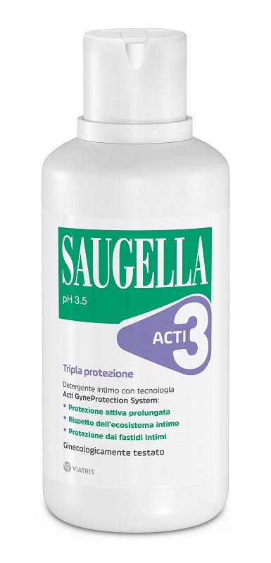 SAUGELLA ACTI3 TRIPLA PROTEZIONE DETERGENTE INTIMO 500 ML - Farmacia Nuova Dr.ssa Gabriella Catellani