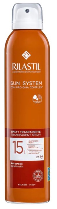 RILASTIL SUN SYSTEM TRANSPARENT SPRAY SPF15 200 ML - Farmacia Nuova Dr.ssa Gabriella Catellani