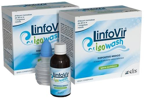 SOLUZIONE SALINA ISOTONICA LINFOVIR ISOWASH 2 ASTUCCI DA 8 FLACONI DA 60 ML - Farmacia Nuova Dr.ssa Gabriella Catellani