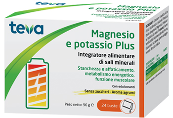 MAGNESIO POTASSIO PLUS TEVA 24 BUSTINE SENZA ZUCCHERI AROMA AGRUMI - Farmacia Nuova Dr.ssa Gabriella Catellani