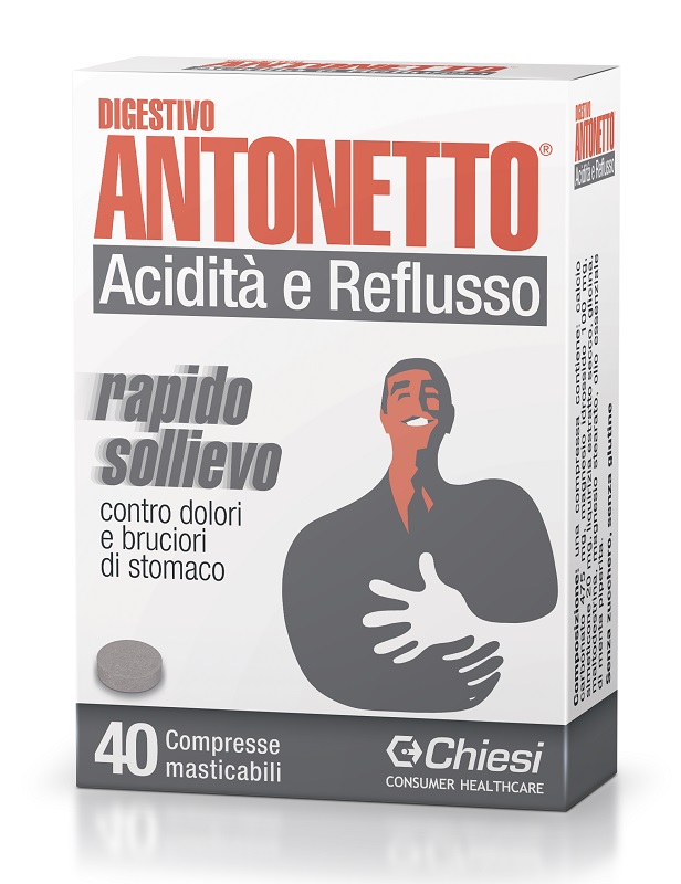 DIGESTIVO ANTONETTO ACIDITA' E REFLUSSO 40 COMPRESSE MASTICABILI - Farmacia Nuova Dr.ssa Gabriella Catellani