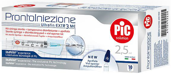 SIRINGA PIC SOLUTION PRONTO INIEZIONE 2,5 ML AGO GAUGE 23 1 1/4 10 PEZZI - Farmacia Nuova Dr.ssa Gabriella Catellani
