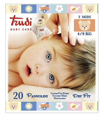 TRUDI BABY CARE PANNOLINI DRY FIT MIDI 4/9 KG 20 PEZZI - Farmacia Nuova Dr.ssa Gabriella Catellani
