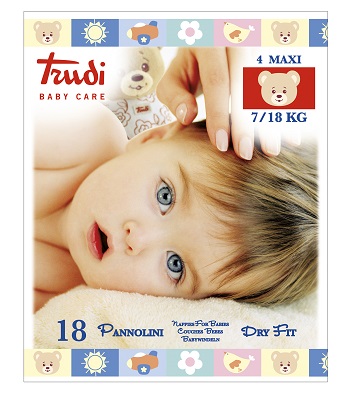 TRUDI BABY CARE PANNOLINO DRY FIT MAXI 7/18 KG 18 PEZZI - Farmacia Nuova Dr.ssa Gabriella Catellani