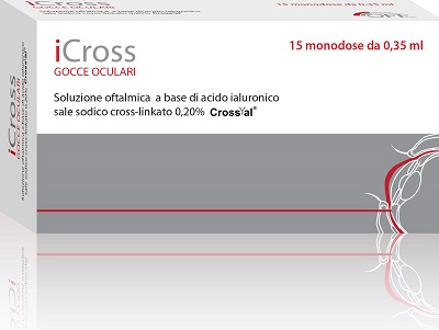 ICROSS SOLUZIONE OFTALMICA ACIDO IALURONICO CROSS-LINKATO 0,2% 15 MONODOSI DA 0,35 ML - Farmacia Nuova Dr.ssa Gabriella Catellani