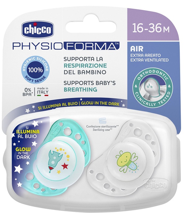 CHICCO SUCCHIETTO AIR LUMI IN SILICONE 16-36 MESI 2 PEZZI - Farmacia Nuova Dr.ssa Gabriella Catellani