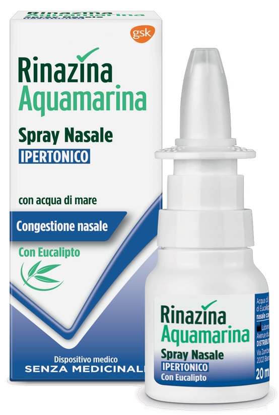 RINAZINA AQUAMARINA SPRAY NASALE IPERTONICO CON EUCALIPTO 20 ML - Farmacia Nuova Dr.ssa Gabriella Catellani