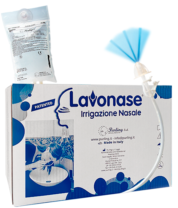 LAVONASE 2 BLISTER STERILI + 10 SACCHE SOLUZIONE FISIOLOGICAPER LAVAGGI NASALI + 1 CLAMP + 1 VENTOSA - Farmacia Nuova Dr.ssa Gabriella Catellani
