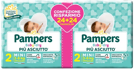 PAMPERS BABY DRY DUO DOWNCOUNT MINI 48 PEZZI - Farmacia Nuova Dr.ssa Gabriella Catellani