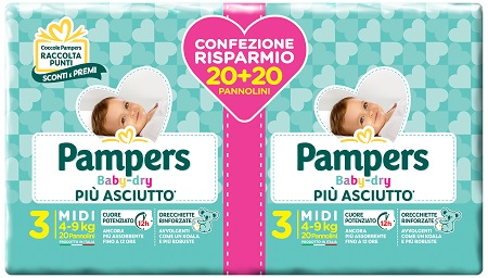 PAMPERS BABY DRY DUO DOWNCOUNT MIDI 40 PEZZI - Farmacia Nuova Dr.ssa Gabriella Catellani