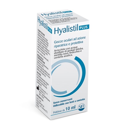 GOCCE OCULARI HYALISTIL PLUS ACIDO IALURONICO 0,4% ACQUA DISTILLATA DI GINKGO BILOBA + MIRTILLO NERO + FINOCCHIO + CENTELLA ASIATICA 10 ML - Farmacia Nuova Dr.ssa Gabriella Catellani