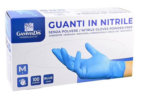 GUANTI NITRILE SENZA POLVERE MEDIUM 100 PEZZI GAMMADIS - Farmacia Nuova Dr.ssa Gabriella Catellani
